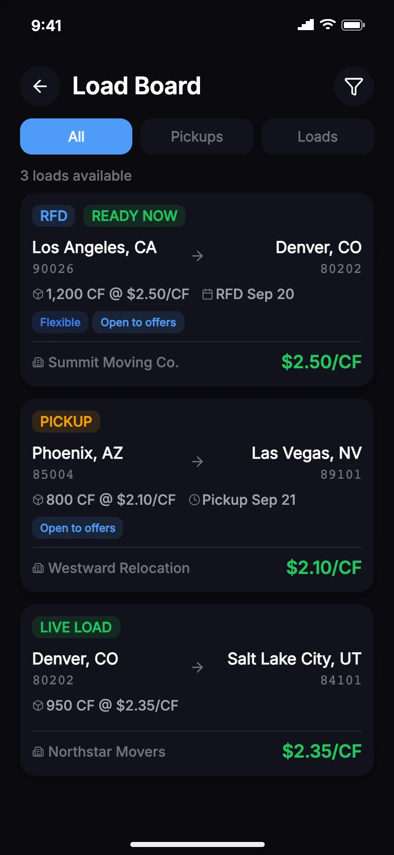 Mobile marketplace in MOVE BOSS